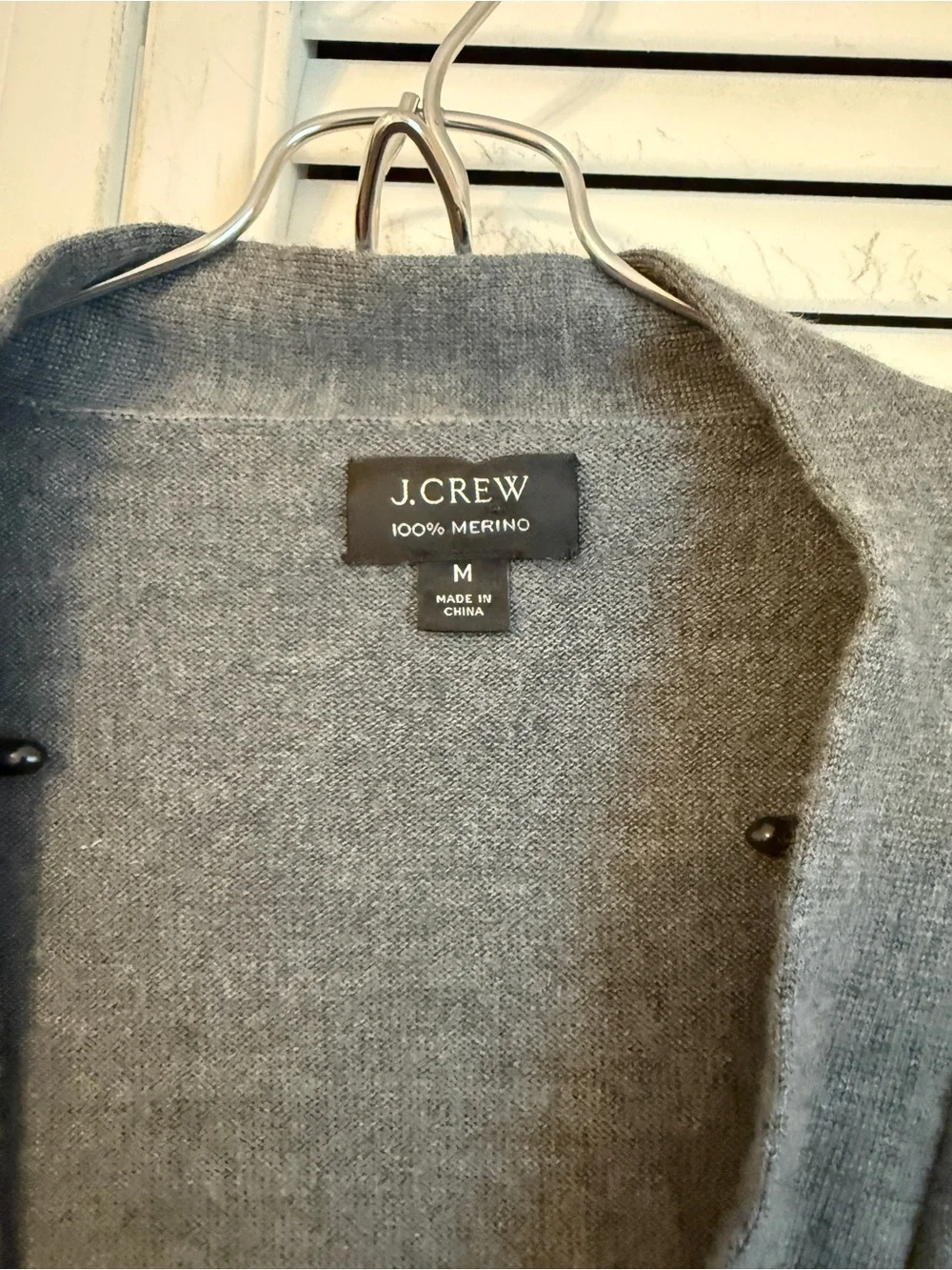 J Crew Mens Merino Wool Button Down Gray V Neck Cardigan Medium Academia Preppy